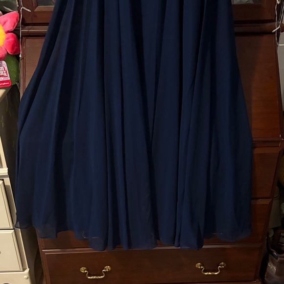 Beautiful Beaded Navy Blue Evening Gown - Picture 4 of 7